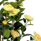 Artificial Camellia Tree 2 Pack - Realistic Camellia Plants in Pot with Yellow Flowers, Lifelike Faux Greenery for Living Room, Patio, or Wedding, Yellow