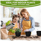 5 Pack 6 Inch Self Watering Planters for Indoor Plants, Automatic Watering Pots for Busy Plant Parents & Vacation, Decorative Modern Flower Pots with Drainage & Saucers (Black, 6 inch)