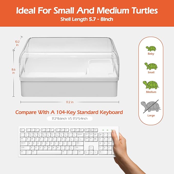 AZV Turtle Tank Habitat Kit,Aquatic Tortoise Enclosure Starter Aquarium with Multi-Function Area and Water Filter, Baby Adult Turtles Tub Complete House,Terrarium for Red Eared Slider Reptile Crab