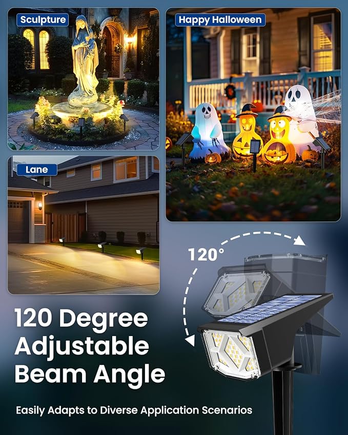 SOLPEX Solar Lights Outdoor Waterproof IP65, Landscape Spotlights Outdoor, Compact Design Spot Lights, Solar Powered Flood Lights for Garden Yard House Pathway Tree Outside, 12 Pack, Warm White