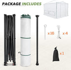 EAGLE PEAK 12x8 Portable Walk in Greenhouse, Pop Up Indoor Outdoor Greenhouse, Green House Kit with Zippered Roll-Up Doors, Windows + Support Pole, Woven Cover, Translucent