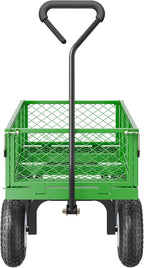 VEVOR 680 Lbs Steel Garden Cart on Wheels, Heavy Duty Garden Wagon Cart Pullable, Metal Outdoor Utility Yard Wagon Carts with 10" Tires, Mesh Removable Sides and 180°Rotating Handle