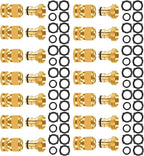 Garden Hose Quick Connector, No-Leak 3/4 Inch GHT Thread Fitting Water Hose Female Adapter and Male Adapter, Heavy-Duty Rust Resistant Brass Water Pipe Connect, Easy to Use (14 Pack ）