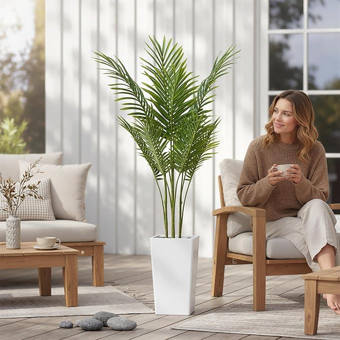 Garvee 4.8FT Artificial Palm Tree in Pot, Fake Floor Plants for Outdoor Indoor Living Room Decor