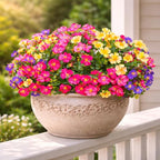 Artificial Flowers for Outdoors, 8 Bundles Faux Silk Spring Flowers for Outside for Planter Front Door Porch Yard Patio Window Box Home Decor (8pcs-4color)