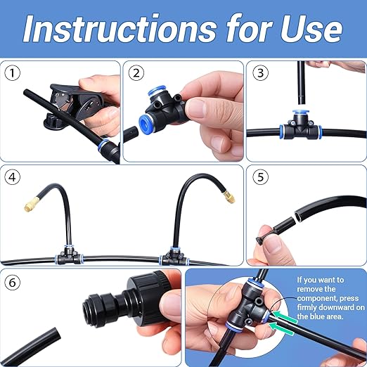 ASEVAT 50FT/66 Pcs Drip Irrigation Kit Plant Watering System Quick-Connect Micro Misting kit for Greenhouse Blank Distribution Tubing DIY Automatic Irrigation Equipment Set for Garden (50FT)