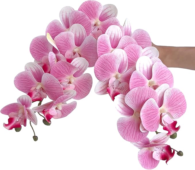 FagusHome 32 Inch Artificial Phalaenopsis Flowers 6 Pcs Artificial Orchid Flowers Stem Plants for Home Décor (Pink)