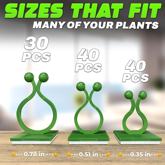 Plant Wall Clips for Climbing Plants 110 Pcs - Pothos Plant Climber Support, Large, Medium, Small Sizes Wall Clips for Support, Strong Self-Adhesive, For Indoor Plants, Cable Management & Plant Holder