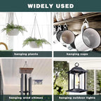 80 Pcs Outdoor Hooks for String Lights,Screw Hooks for Hanging Plants,Ceiling Hooks with Safety Buckle,Square Hanger for Wind Chimes,Bird Feeder,Lanterns,Christmas Decorations White