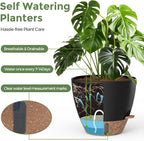 Plant Pots, 12" 10" 6" 8" Self Watering Pots with Water Level Indicator, Set of 5 Flower Pots Indoor with Drainage Holes, Modern Planters for Indoor Outdoor Plants, Room & Office Décor