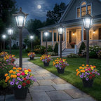 Benany 76" Solar Lamp Post Lights with Planter, Glass & Metal Street Light Outdoor Waterproof, 60 Lumens Dusk to Dawn Solar Pole Light for Garden, Yard, Driveway, Porch, Patio, Cool White