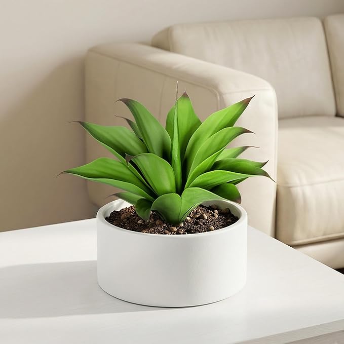 Ttranewsoo Fake Plants Artificial Agave Plants,Large UV Resistant Fake Agave Planters for Indoor and Outdoor Decorating Tropical Plant Succulents Greenery Indoor Decor13.8 (2Pack, Dark Green)