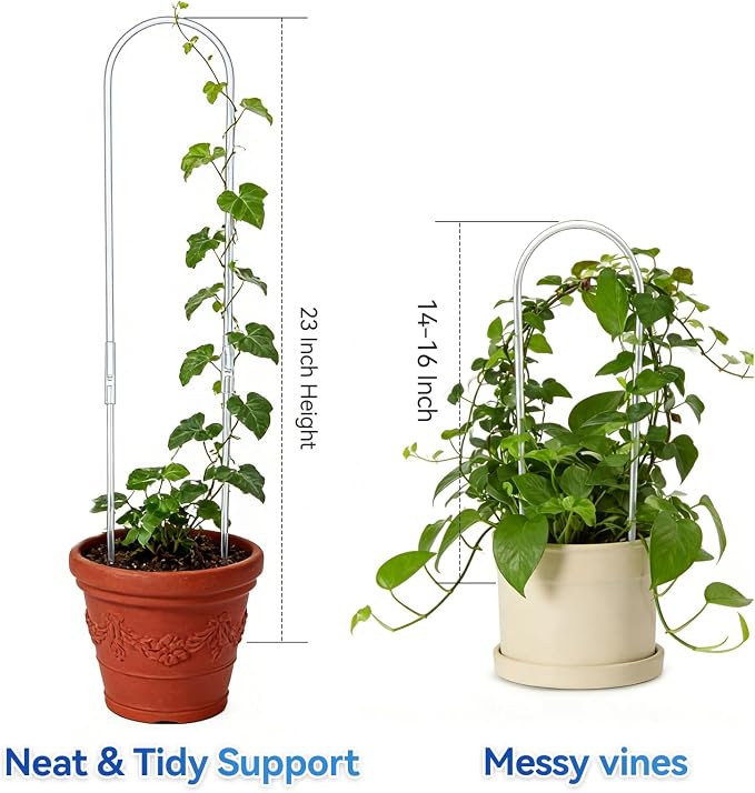 2 Pack U-Shaped Clear Acrylic Plant Supports - 23 inches Indoor/Outdoor Climbing Vine Trellis for Potted Plants, Ideal for Ivy & Tropical Houseplants,Plant Support Hoya Trellis (Crystal, 23 inches)