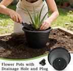 25 Pack 10 Inch Plant Pots with Drainage Holes,Black Plastic Flower Pots for Indoor & Outdoor Plants,Durable Lightweight Planters for Flowers,Herbs & Gardening