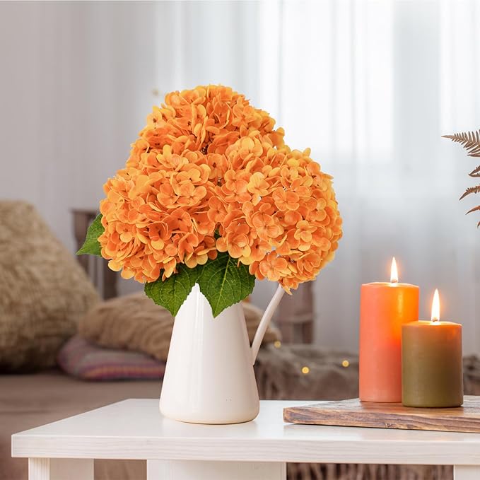 Leftover 3 Pcs Fall Hydrangea Artificial Flowers,21" Real Touch Faux Hydrangea Flowers and 3 PCS Butterflies Fall Hydrangea Stems,Fall Floral Arrangement Centerpiece Table,Wedding,Home Decor