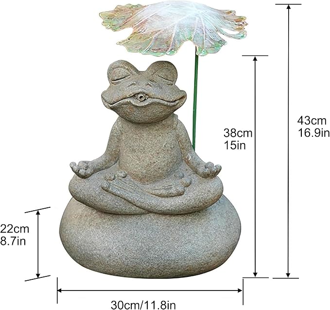 Pond Fountain Spitter with Pump, Outdoor Resin Artificial Stone Water Feature for Koi Pond, Garden, Patio, Tabletop Water Décor(30x22x43cm)