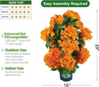Faux Hydrangea Tree – 30 Inch Hydrangea Tree Artificial with Orange Flowers, UV Resistant Outdoor Hydrangea Artificial Plants in Pot for Indoor Outdoor Home Porch Decor (2, Orange)