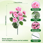 14Pcs Geranium Artificial Flowers for Outdoors Decoration Geranium Silk Flowers Outsides UV Resistant Garden Plant Faux Flower for Front Door Garden Porch Planter Patio Balcony Yard Indoor Home (Pink)