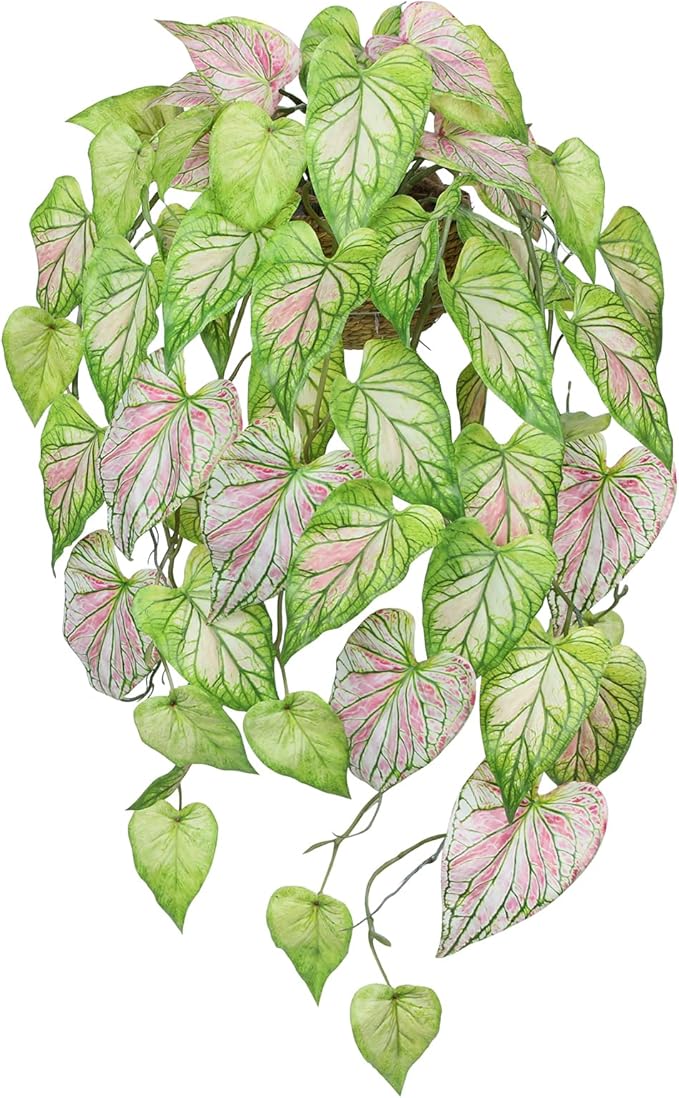 Large Fake Hanging Plants in Pot for Indoor & Outdoor, Long Artificial Hanging Pothos Plants Green, 27.6" Fake Potted Vines Ivy Greenery Plant for Room Wall Shelf Decor Living Room Patio Porch