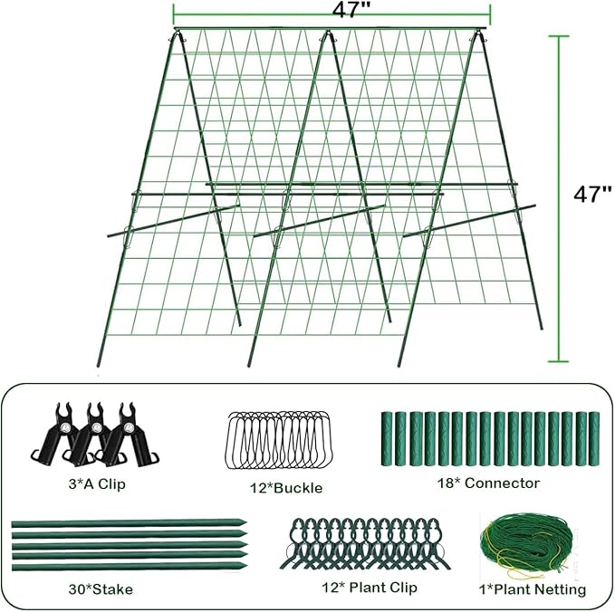 Cucumber Trellis, A-Frame Sturdy Garden Trellis for Raised Bed, Plant Support for Climbing, Plant Trellis for Bean Pea Rose Vine Plants, Plant Grow Support for Outdoor Raised Bed