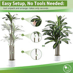 Artificial Dracaena Tree 4FT Fake Plant with White Small Planter Faux Silk Tall Floor Plant in Pot Artificial Tree for Home Office Living Room Decor Indoor