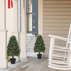 30" Boxwood Topiary Trees Artificial Outdoor Set of 2, UV Resistant Faux Plants for Front Porch Planters, Realistic Cone-Shaped Fake Bushes & Shrubs, 2.5ft Evergreen Decoration
