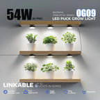 Barrina Orbgrow OG09 Puck LED Grow Light, 5000K 54W(6 x 9W, 810 Watt Equiv), Plant Lights for Indoor Plants Full Spectrum, Magnetic & Linkable, Small Grow lamp, Perfect for Plant Shelf, 6 Packs, Black
