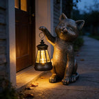 Solar Outdoor Cat Garden Statue,Outside Crafted Garden Sculptures & Statues for Patio, Yard, Lawn, Gardening Gifts for Women and Mom
