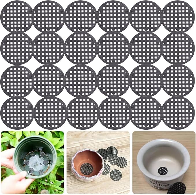200 Pack Plant Pots Hole Mesh Pad Plastic Flower Pots Drainage Hole Cover Screen Filter for Flower Planters Boxes Ceramic Succulent Planter Terracotta Clay Pot Bonsai Outlet Training Pot