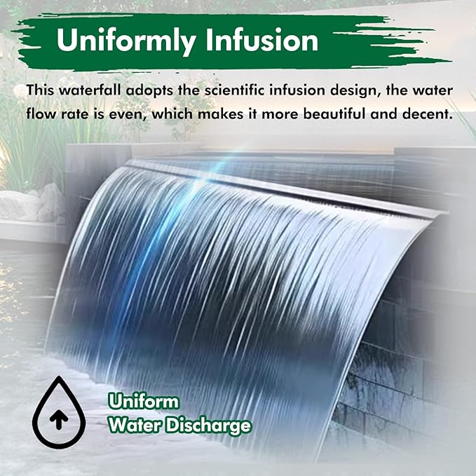 Heavy Duty Custom Stainless Steel Waterfall Spillway Box - 55.1" Outdoor Water Feature for Patios, Fish Ponds, Landscaping & Pool Overflow, Durable Silver Design