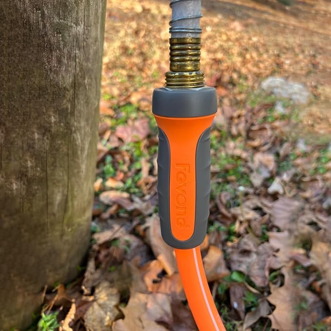 Fevone Kink-Free Garden Hoses, Flexible Water Hose, Drinking Water Safe Hose, 5/8 Inner Diameter Hose, 3/4 Aluminum Fittings with Swivel Handles (55 ft)