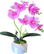 Artificial Orchid with 3D Printed Vase, Lifelike Fake Phalaenopsis Orchid Flowers, Realistic Silk Orchids for Home Decor Living Room (Light Purple)
