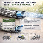 Metal Garden Hose 75 ft – 304 Stainless Steel Water Hose with Nozzle Sprayer, Garden Hoses Flexible, Lightweight, No Kink, Heavy Duty for Outdoor (75 ft)