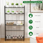 Garden 4 you 4 Tier Stair Style Large Metal Plant Stand Stackable, Garden Display Shelf Flower Pot Holder Storage Organizer Rack for Indoor Home Outdoor Patio Balcony Yard( Black,Rectangle)