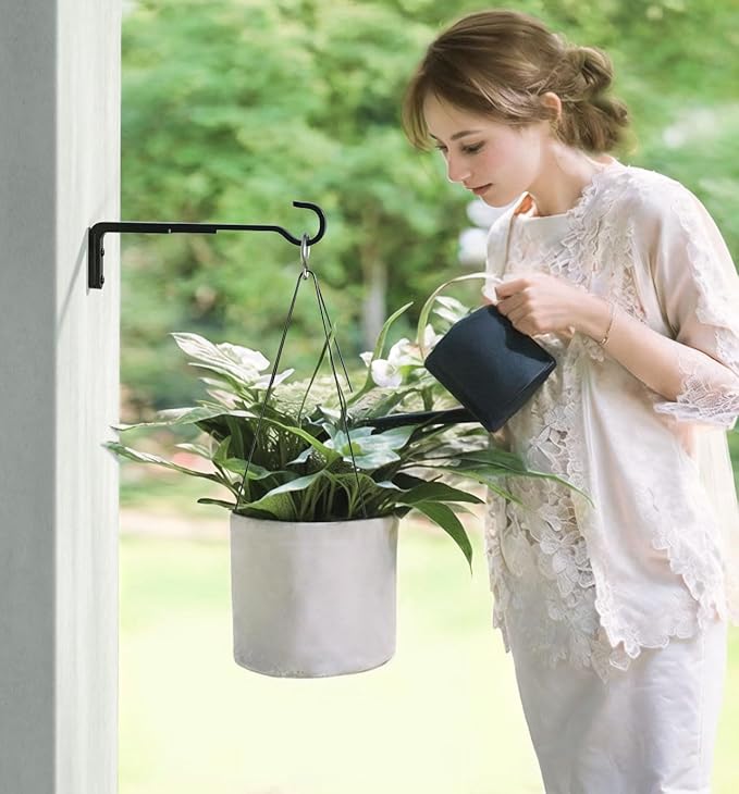 Saffruff 15 Inch 2 Black Pack Heavy Duty Outdoor Plant Hangers, Iron Hanging Plant Brackets for Hanging Plants Outside, Metal Plant Hooks Plant Wall Hooks for Hanging Lantern, Bird Feeder