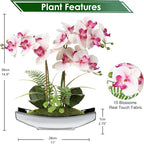 Briful Orchids Artificial Flowers 15" Light Pink Phalaenopsis Orchid with Silver Pots Real Touch Faux Orchid Plant for Home Office Bathroom Living Room Decoration
