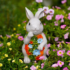Nacome Solar Garden Outdoor Statues Bunny with Succulent and 7 LED Lights – Lawn Decor for Patio, Balcony, Yard Ornament for Mom Grandma Women