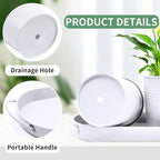 TCBWFY Indoor Herb Garden Planter Set - 3 Pack 4.7" White Metal Plant Pots with Drainage Holes & Removable Tray - Windowsill Kitchen Counter Balcony Office Garden
