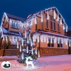 Weepong Christmas Lights Outdoor 32 Tubes 768 LEDs Meteor Shower Lights UL Certified Snow Falling Rain Drop Icicle String Light for Xmas Tree Christmas Decorations Outdoor Wedding Party Window,White