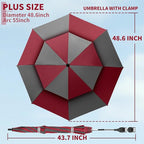 2 Pack 48.6" Double Canopy Beach Umbrella with Clamp, UPF50+ Beach Chair Umbrella with clip, 360°Adjustable Portable Outdoor(Wine Red/Grey, Not Include Chair)