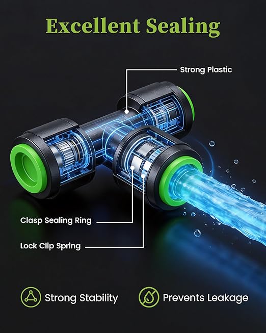 RAINPOINT Drip Irrigation System, No Pipe, only 6pcs Adjustable Copper Nobbles for Greenhouse, Lawn, Raised Beds, Outdoor Plants, 360°Adjustable and Quick Connectors