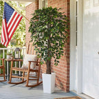 Aveyas 6ft Artificial Ficus Tree for Home Decor with White Pot, 6 Feet Faux Plant Fake Silk Trees for Indoor Outdoor House Living Room Office Garden (6 ft Tall Including Raised Pot)