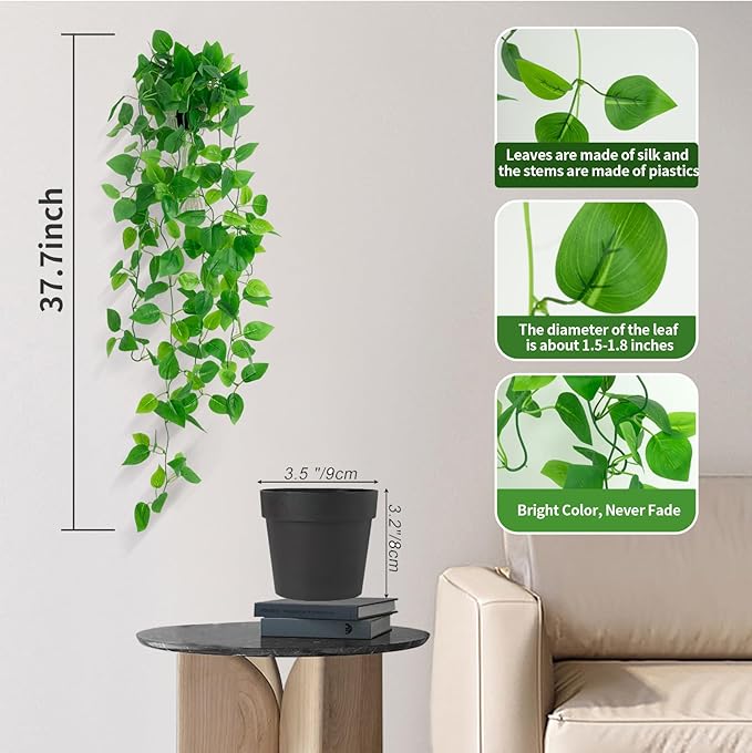 Freyalife Fake Hanging Plants for Room Decor,1pcs Artificial Potted Plants Vines for Wall Home Office Aesthetic Living Kitchen Bathroom Coffee Table Shelf Indoor Outdoor Farmhouse Patio Decorations