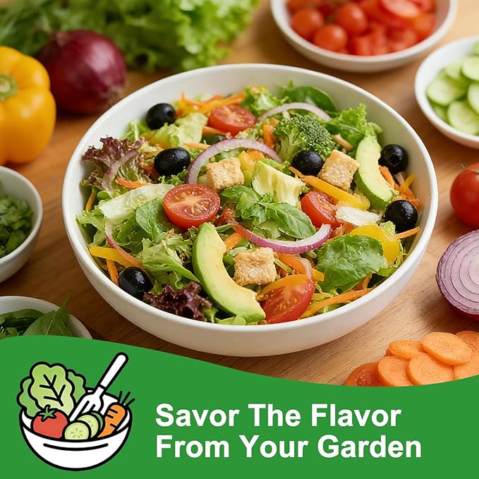 Lettuce Seeds, 10 Varieties Individual Packs, 60000+ Non-GMO Heirloom Vegetable Seeds for Planting Indoor Outdoor for Fresh Salad, Easy to Grow for Garden Beginners, Gifts for Women Men Plant Lovers.