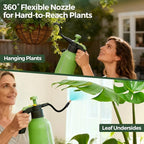 T4U 1/2 Gallon Pump Sprayer with Flexible Adjustable Nozzle, PP Hand Pump Pressure Sprayer with Built-in Measuring Cup for Home Garden Plant Care and Household Cleaning, Indoor & Outdoor Use