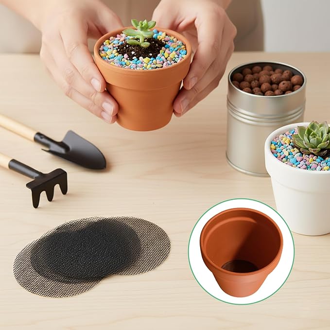 150 Mesh for Plant Plant Hole Mesh Pads Drainage Screen Plastic Round Flower Hole MeshScreen Cover Pad 2 3 4 Inch Assorted SizesMesh Preventing Soil Leakage