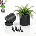 GreenShip 2pcs Plant pots, self Watering pots for Indoor Plants (Black, 4.7in+6in)