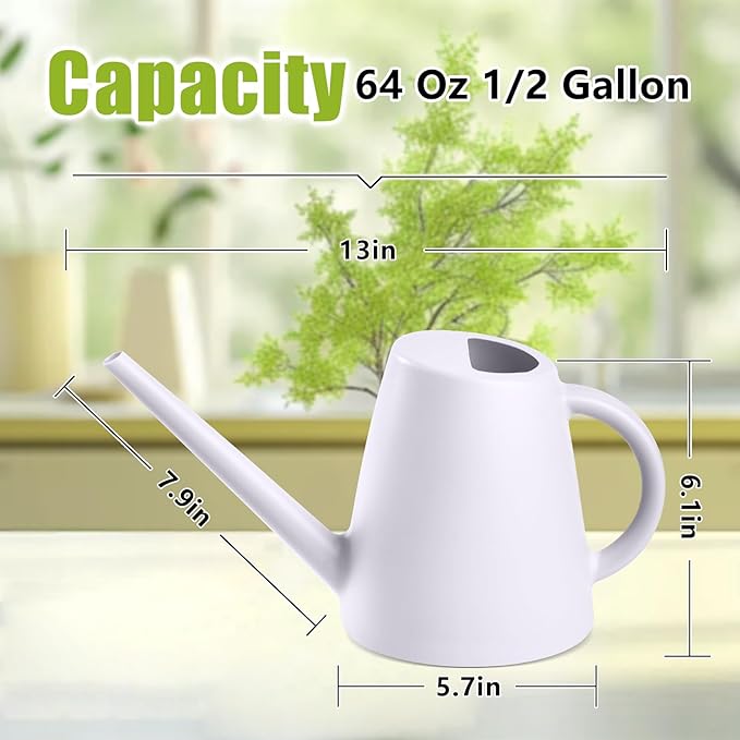 Hand Plant Watering Can - Plastic Indoor and Outdoor - 1/2 Gallon - White