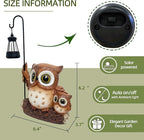 Garden Statues Owl with Solar LED Lantern, Resin Solar Garden Decor for Outside, Yard Decorations Outdoor for Patio, Porch, Balcony, Lawn Ornaments, House Warming Birthday Gifts for Mom Women Grandma