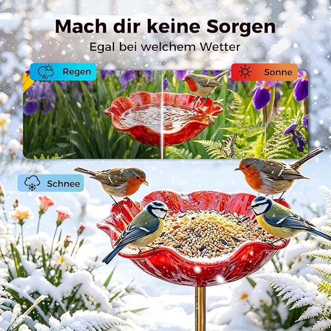 Handmade Metal Flower Garden Stake, 2026 New Handmade Flower Garden Stakes Bird Bath, Hold Water Suitable for Gardens, Patios, Lawns, Backyard Decor and Outdoor Landscaping Use (D)